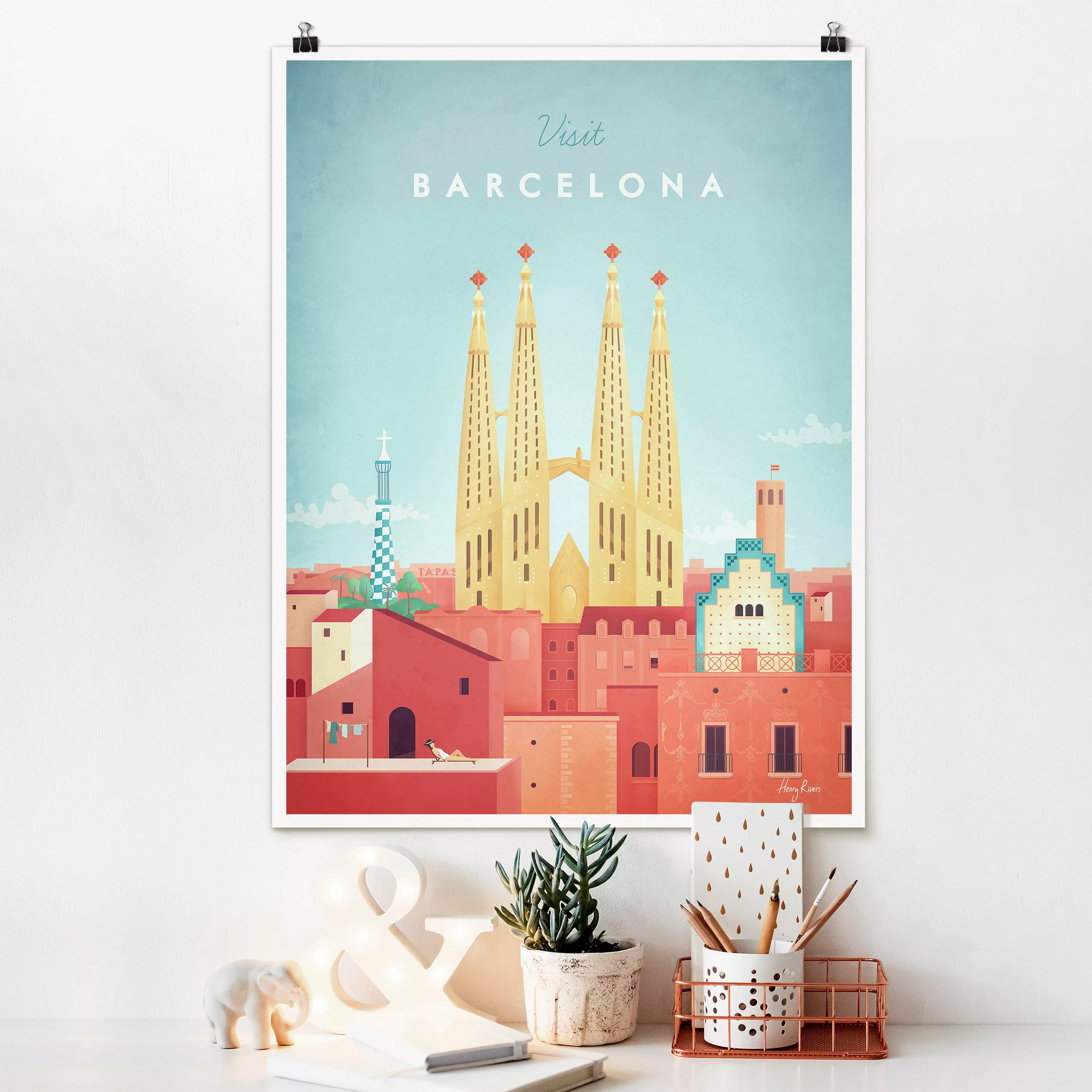 Poster Architektur & Skyline - Hochformat Reiseposter - Barcelona günstig online kaufen