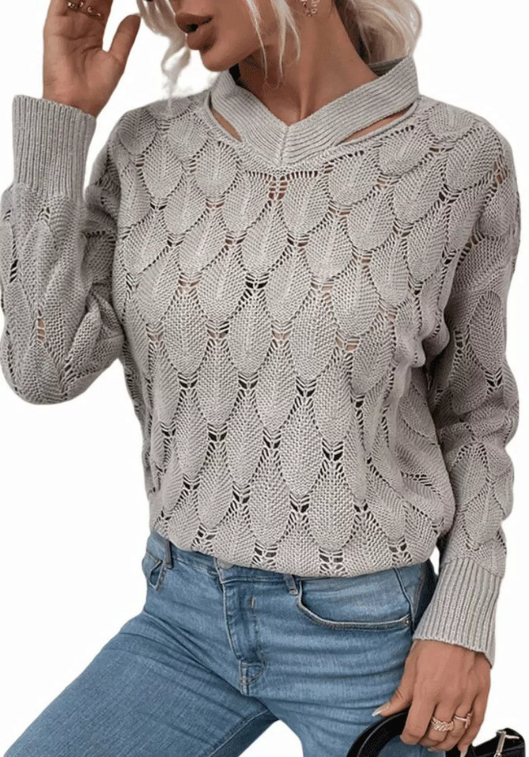 Nebelmeer Strickpullover Gestricktes Oberteil Herbst Winter Damen Pullover günstig online kaufen