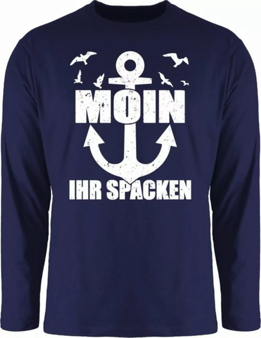 Shirtracer Rundhalsshirt Moin ihr Spacken mit Anker - weiß Sprüche Statemen günstig online kaufen