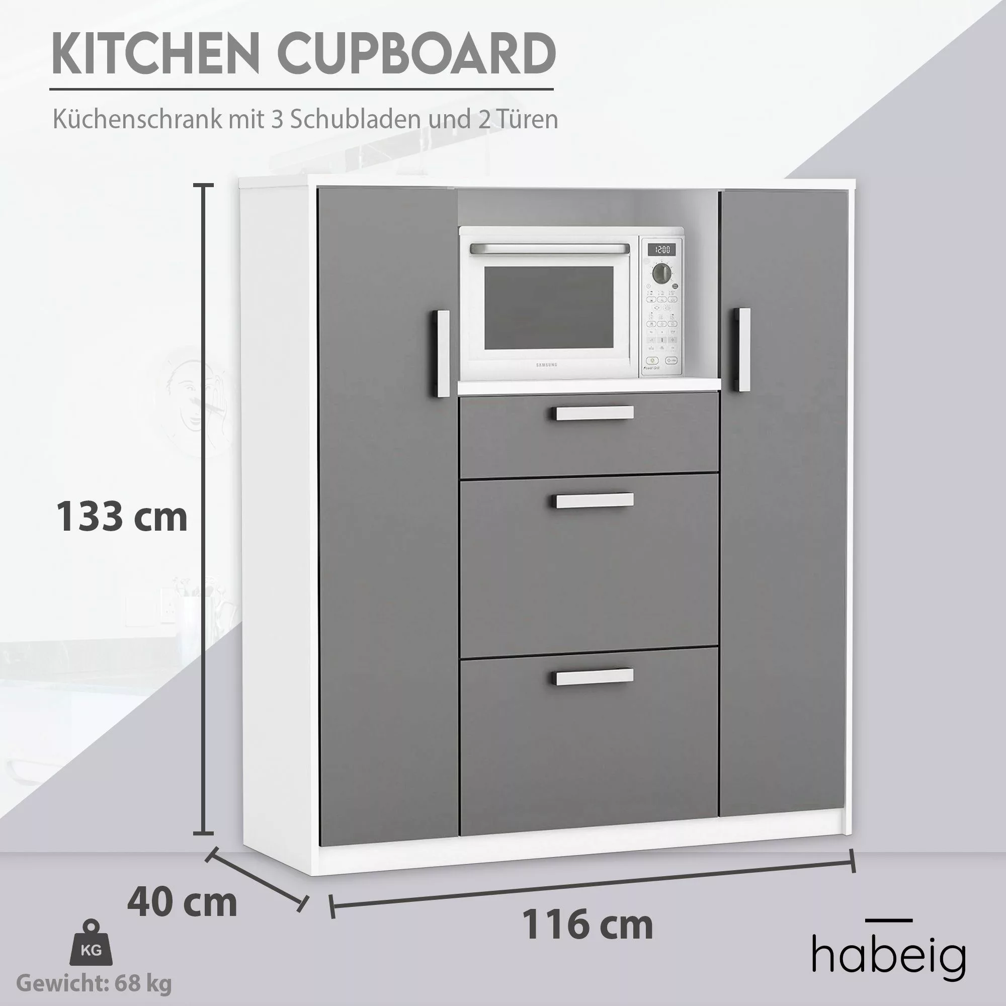 habeig Küchenbuffet Küchenschrank Singleküche Küchenregal Schrank günstig online kaufen