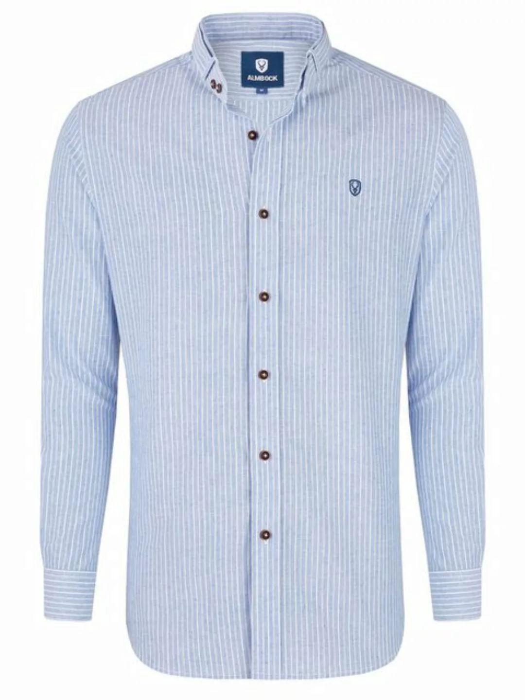 Almbock Trachtenhemd Herrenhemd Florian hellblau-weiß-gestreift günstig online kaufen