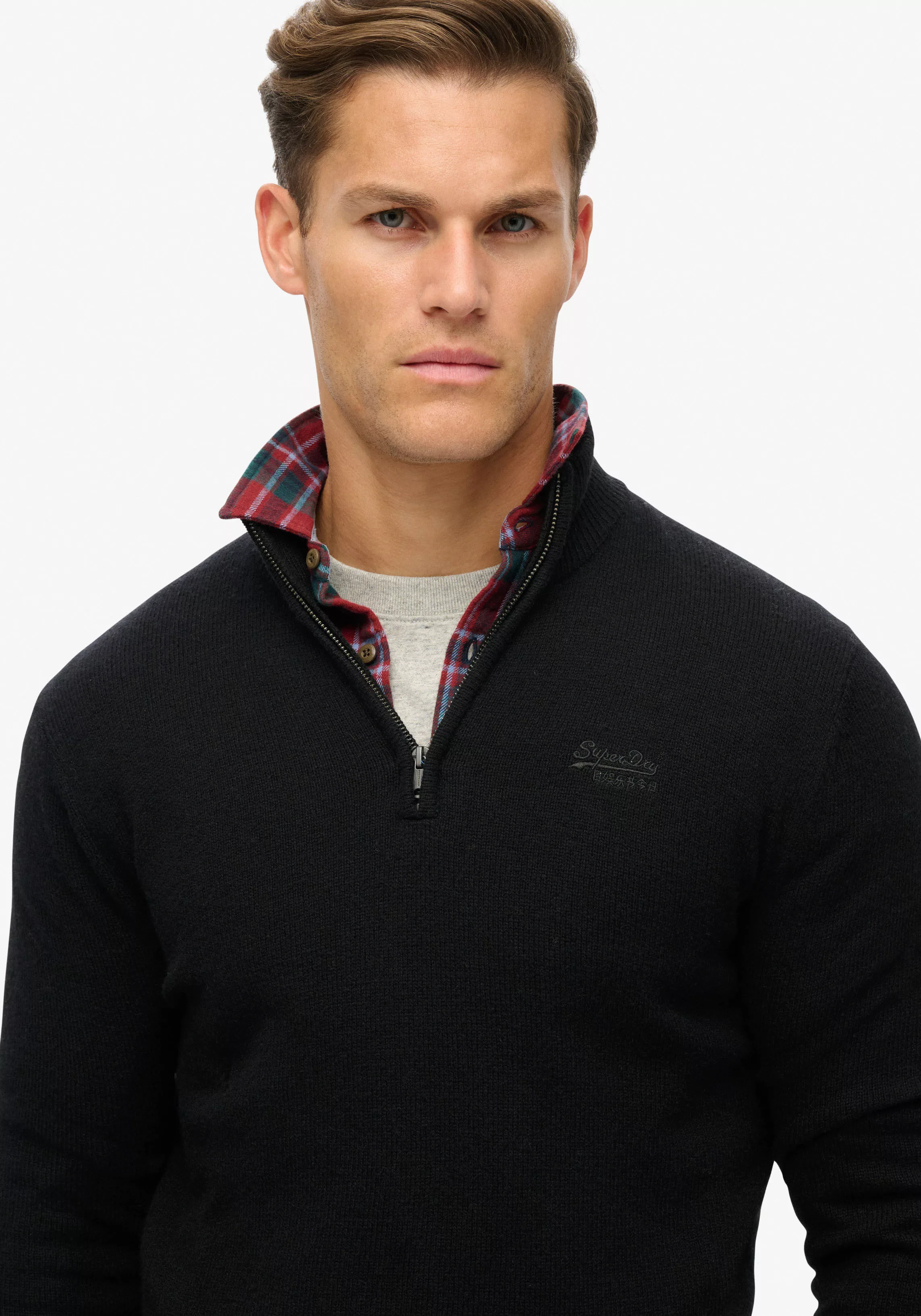 Superdry Strickpullover ESSENTIAL EMB KNIT HALF ZIP günstig online kaufen