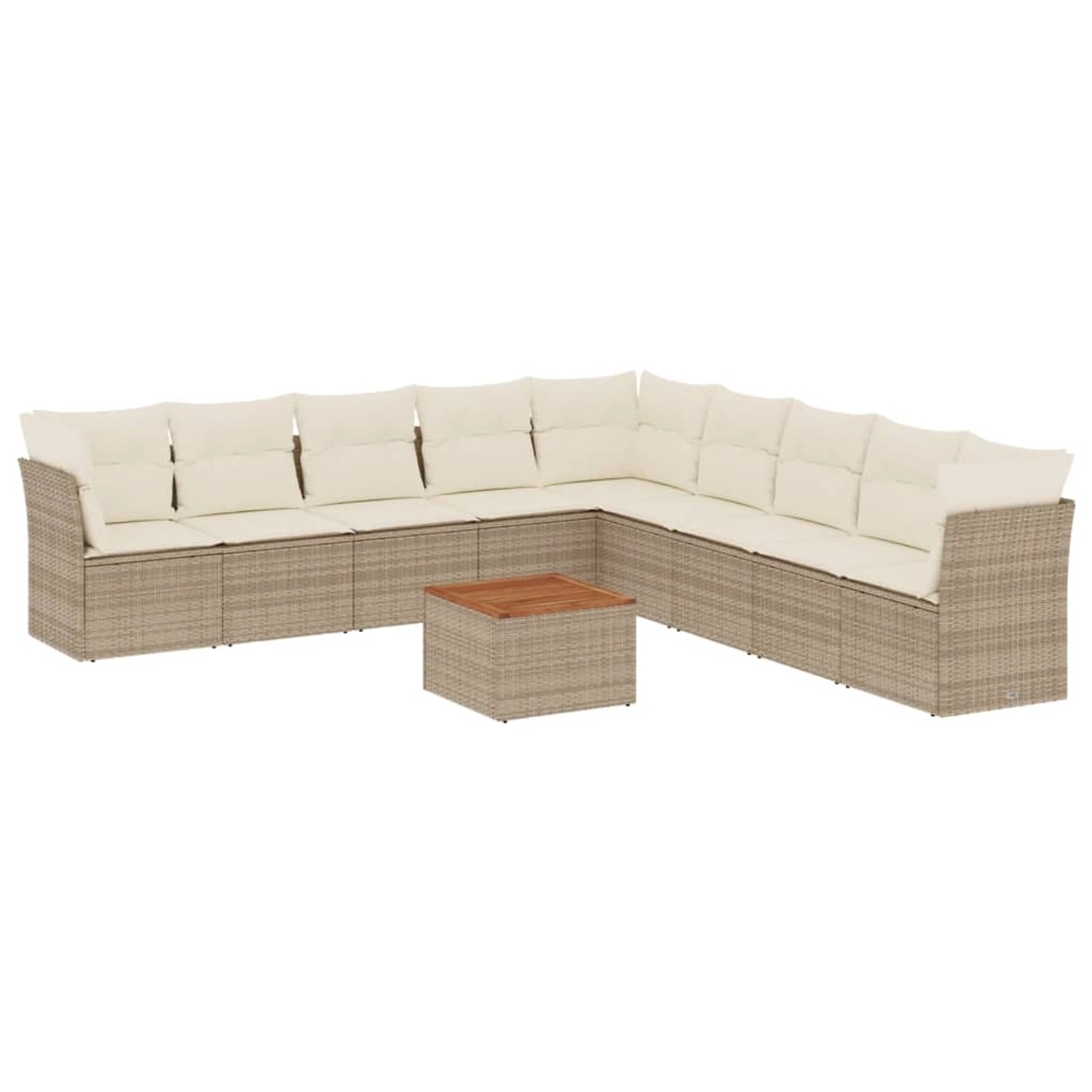 vidaXL 10-Tlg Garten-Sofagarnitur mit Kissen Beige Poly Rattan 3256023 günstig online kaufen