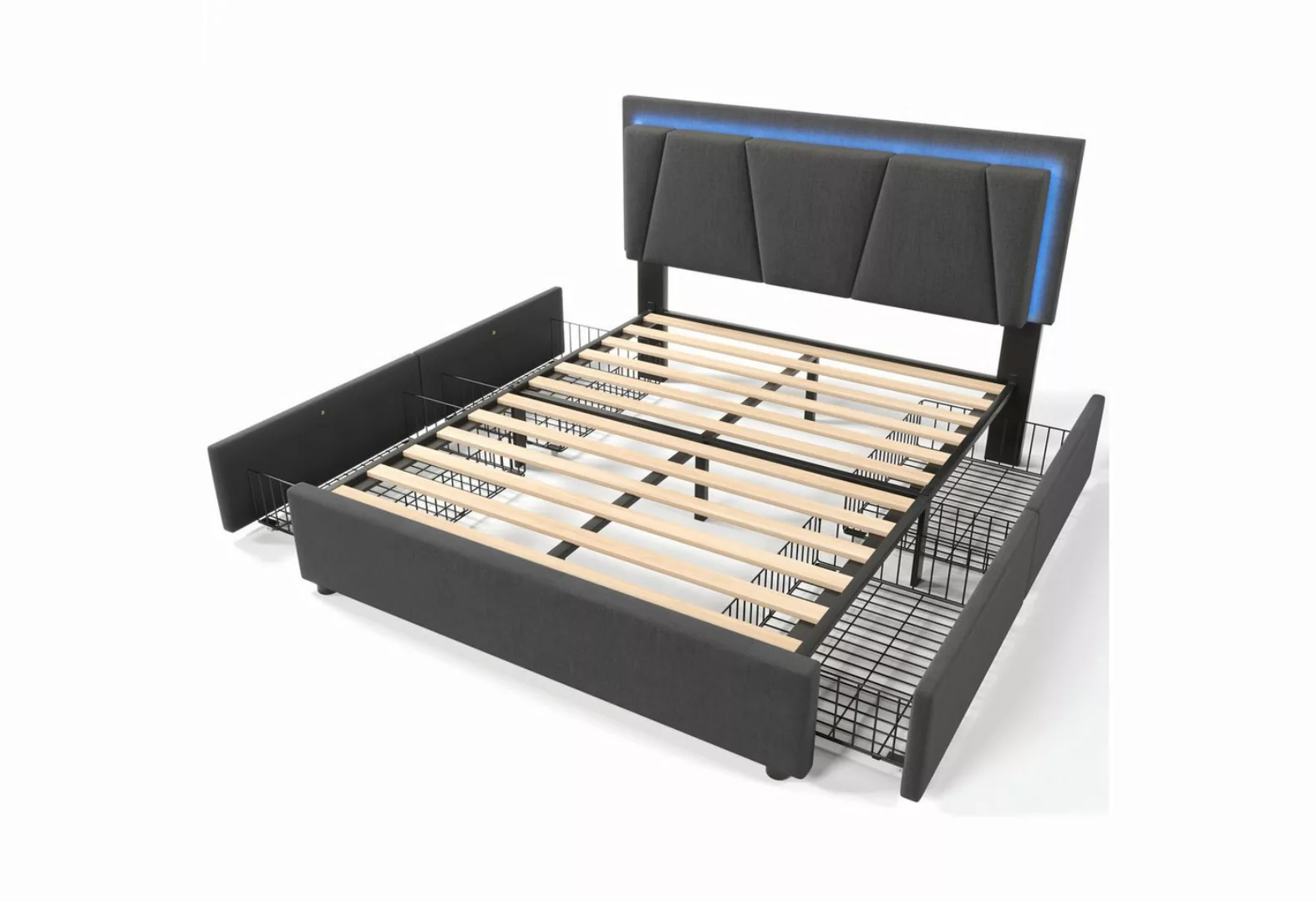 IDEASY Polsterbett Einzel/Doppelbett,Leinen,LED-Beleuchtung, (Stauraum unte günstig online kaufen