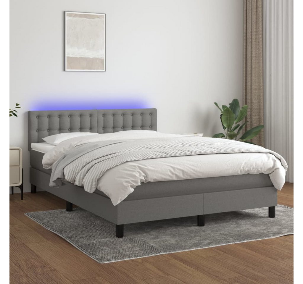 vidaXL Boxspringbett Boxspringbett mit Matratze LED Dunkelgrau 140x200 cm S günstig online kaufen