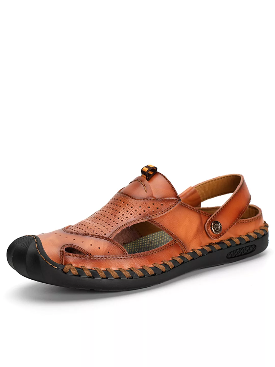 Herren Outdoor Gummi Zehenkappe Hand Nähen Leder Sandalen günstig online kaufen