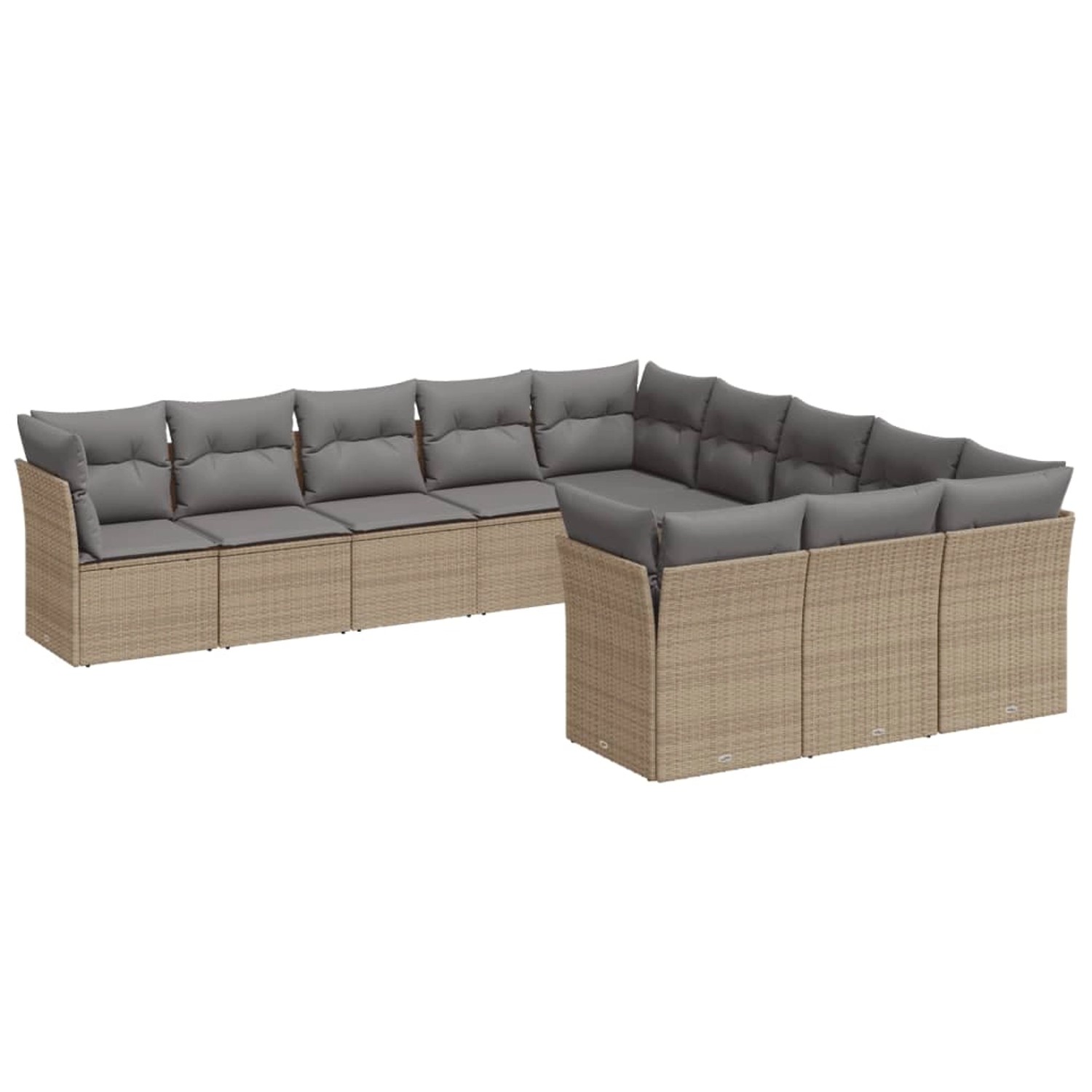 vidaXL 11-tlg Garten-Sofagarnitur mit Kissen Beige Poly Rattan Modell 26 günstig online kaufen