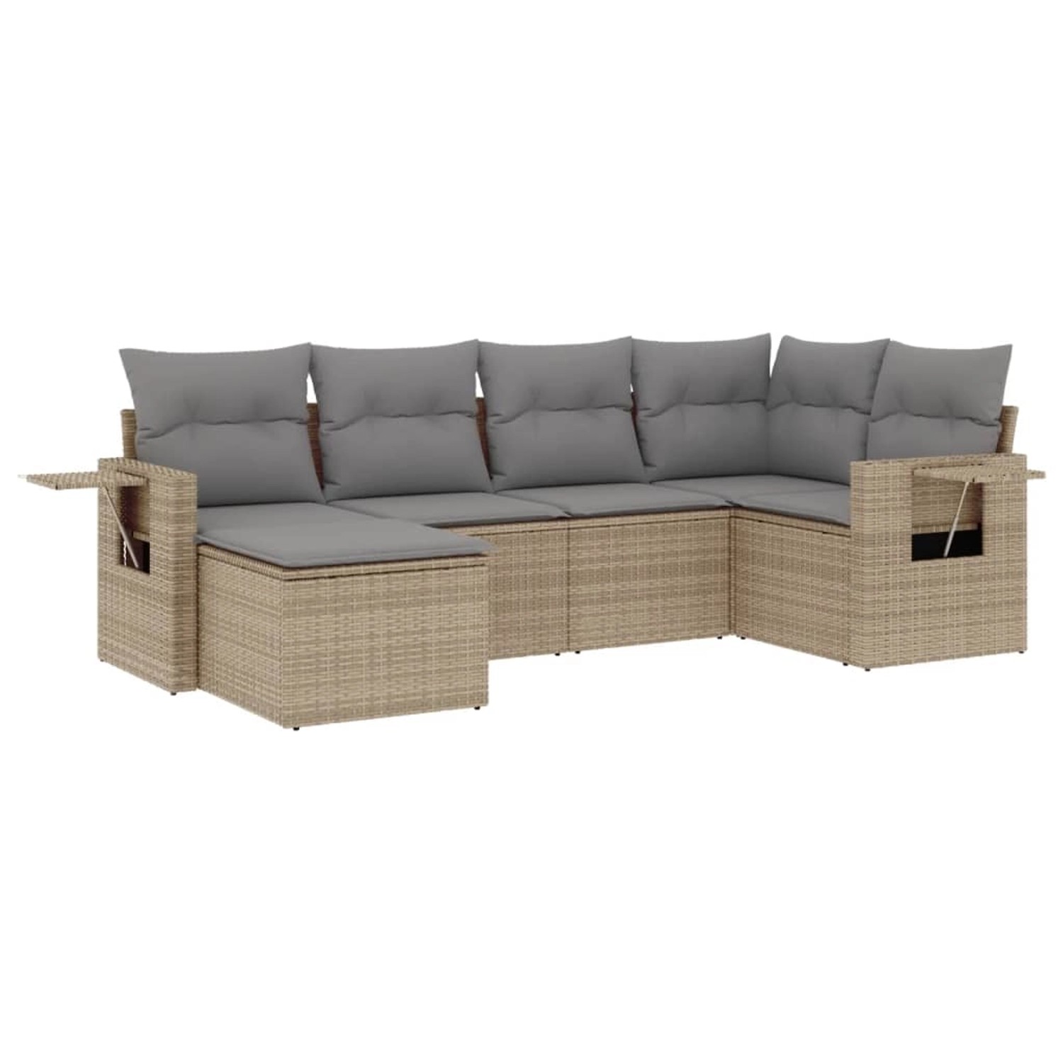vidaXL 6-Tlg Garten-Sofagarnitur mit Kissen Beige Poly Rattan 3252796 günstig online kaufen