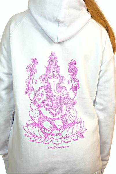 Yogicompany - Damen - Yoga Hoody "Ganesha" Weiß/pink günstig online kaufen