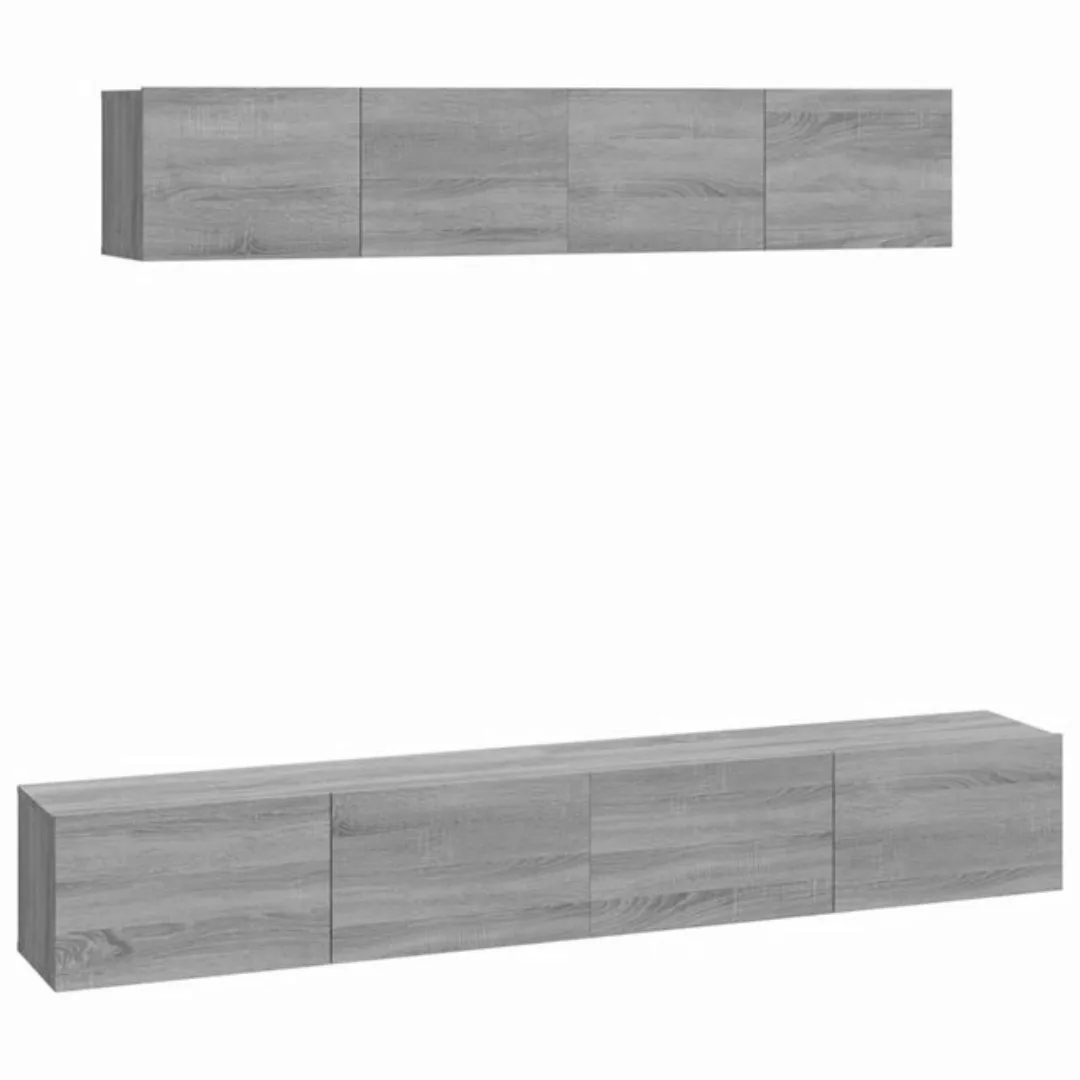 furnicato TV-Schrank 4-tlg. TV-Schrank-Set Grau Sonoma Holzwerkstoff günstig online kaufen