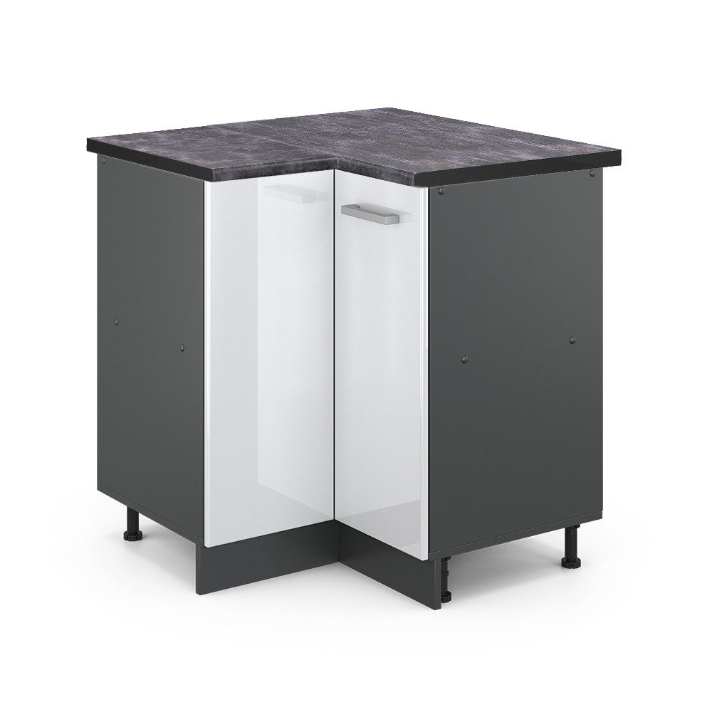 Vicco Eckunterschrank R-Line, Weiß Hochglanz/Anthrazit, 75.6 günstig online kaufen