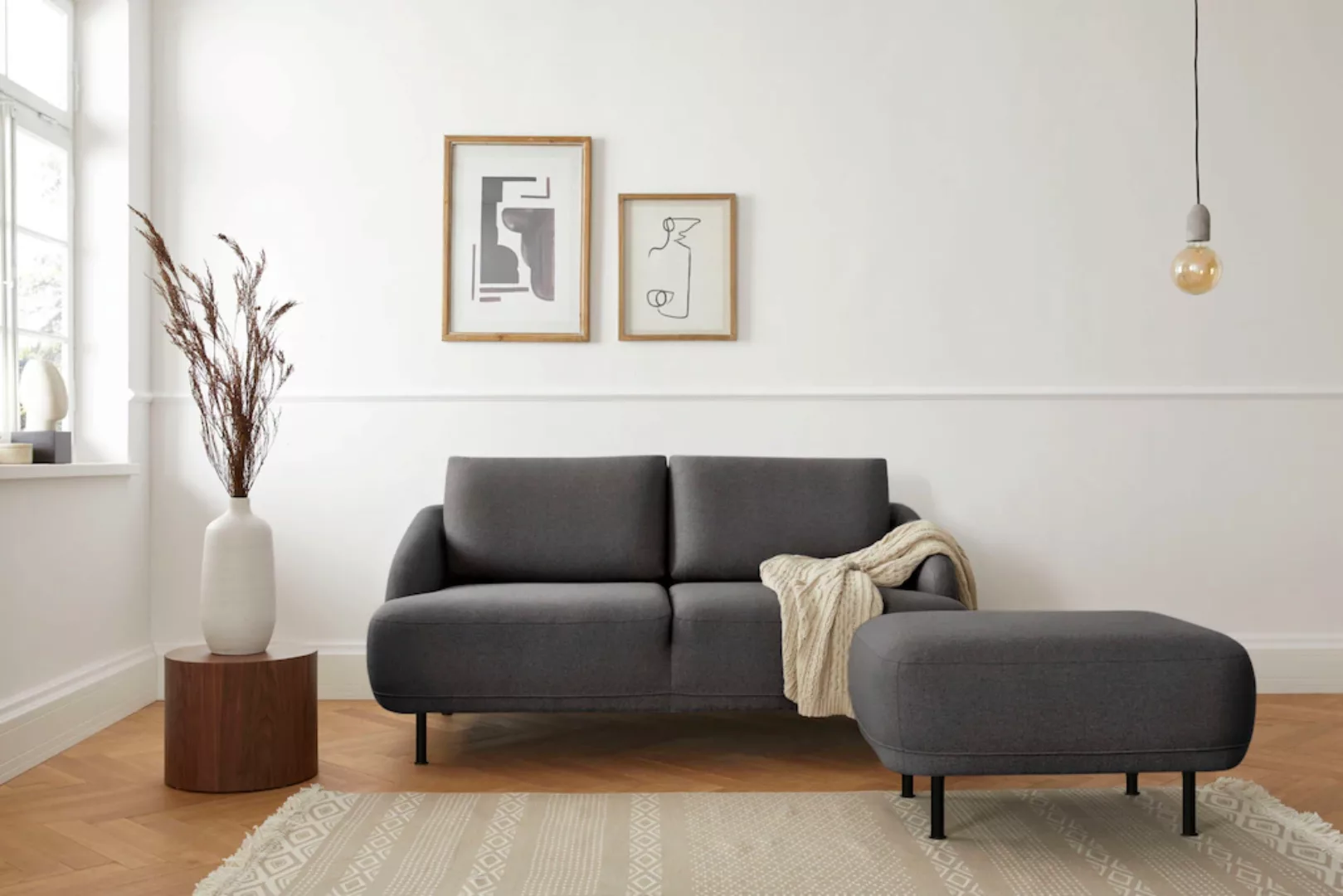 andas 3-Sitzer "Bendik", Füße aus schwarzem Metall, Design by Morten Georgs günstig online kaufen