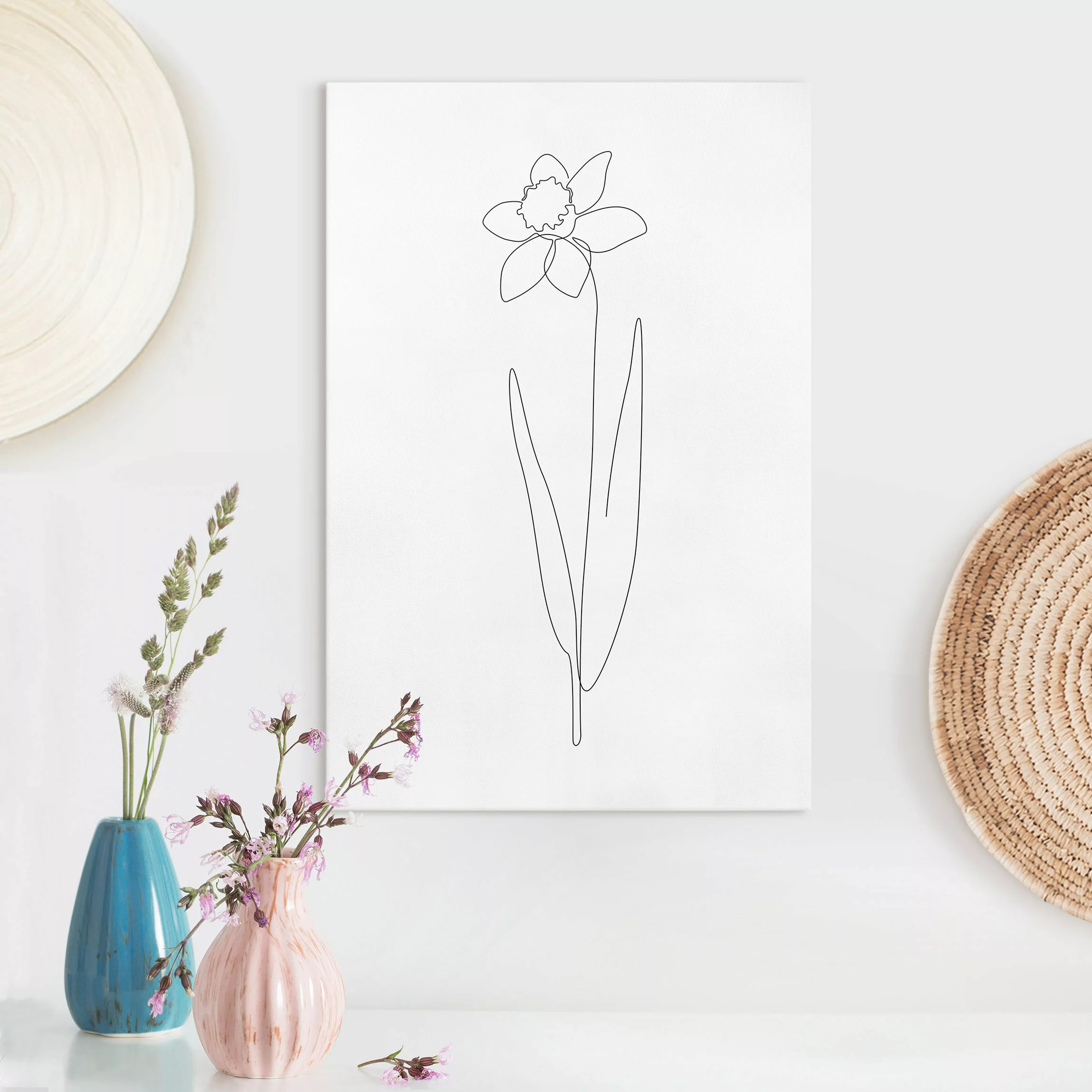 Leinwandbild Line Art Blumen - Narzisse günstig online kaufen