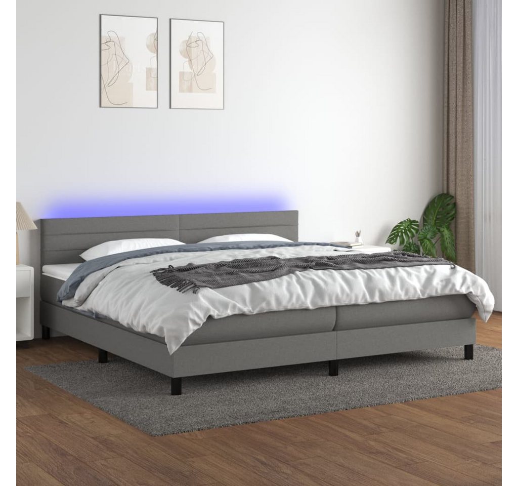 vidaXL Boxspringbett Boxspringbett mit Matratze LED Dunkelgrau 200x200 cm S günstig online kaufen