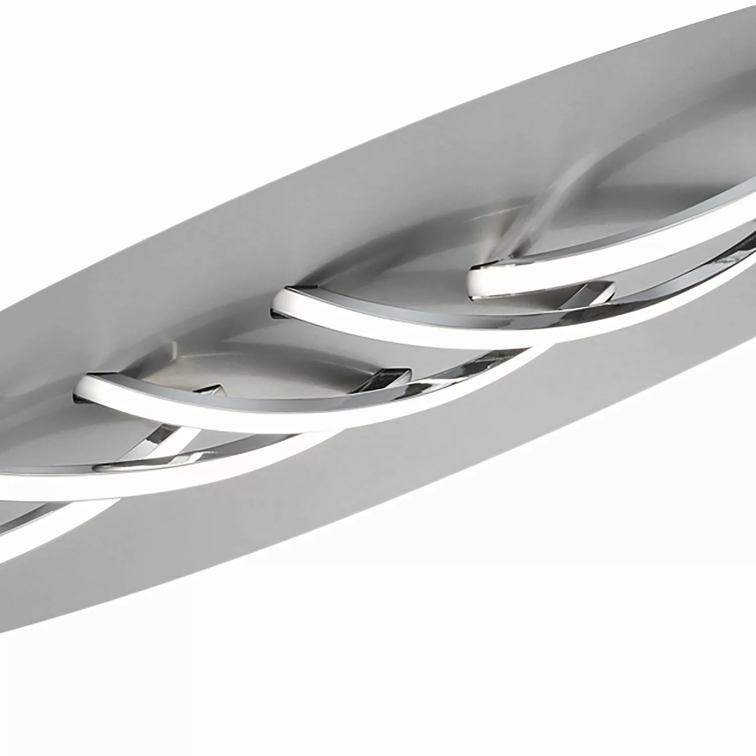 home24 Trio LED-Deckenleuchte Dolphin II Eisen Silber 85x9x20 cm (BxHxT) Di günstig online kaufen