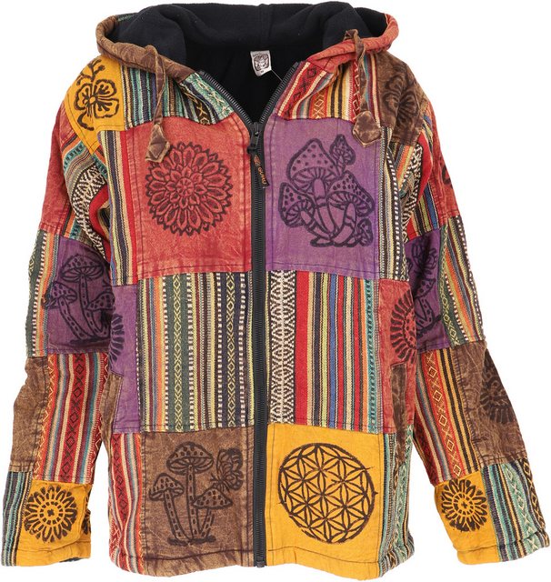 Guru-Shop Strickjacke Goa Jacke, Patchwork Sweatshirt Jacke -.. Hippie, Eth günstig online kaufen