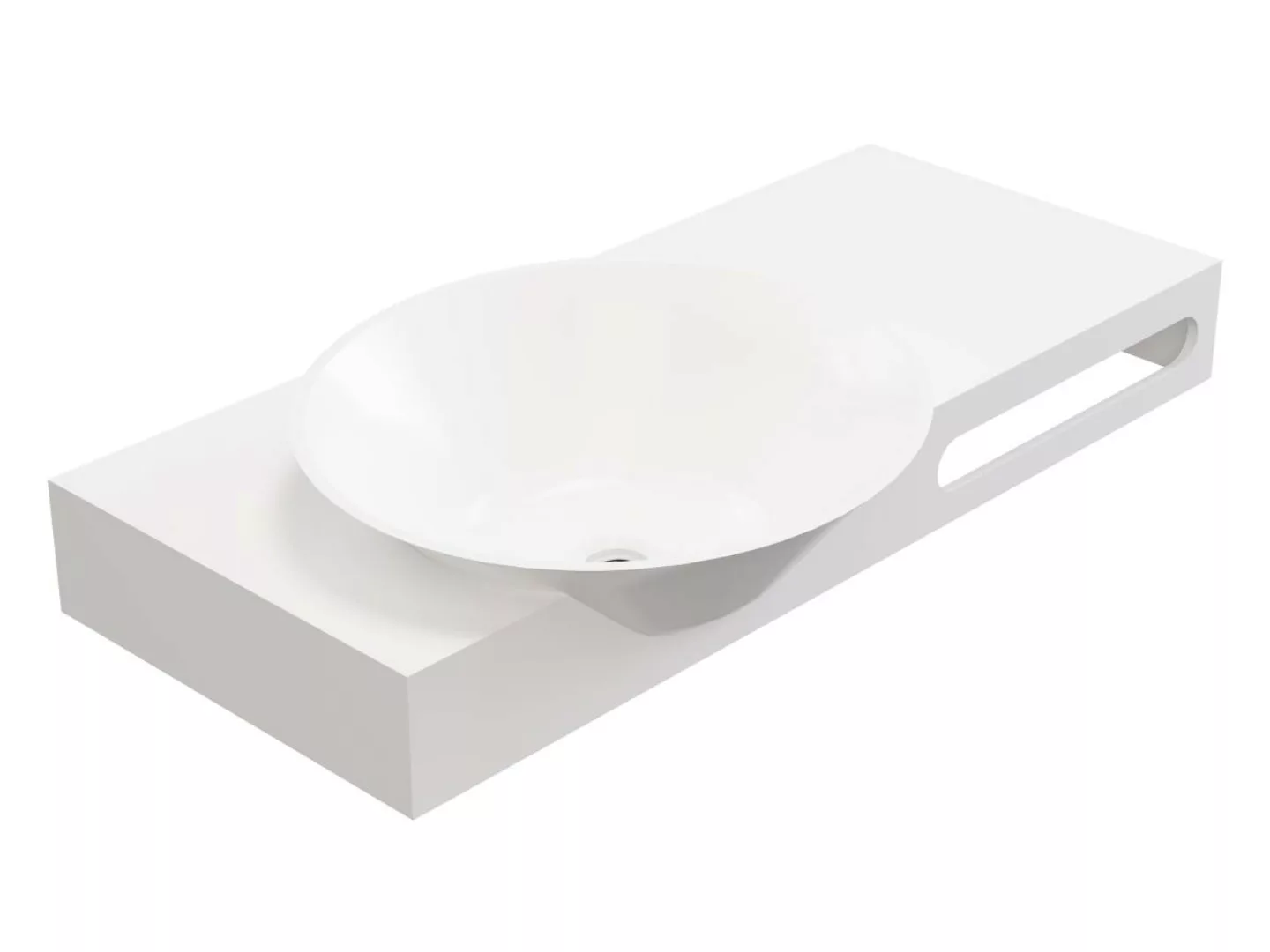 Waschtischplatte mit Handtuchhalter - 100 x 54 x 20 cm - Weiß - YUMIKO günstig online kaufen