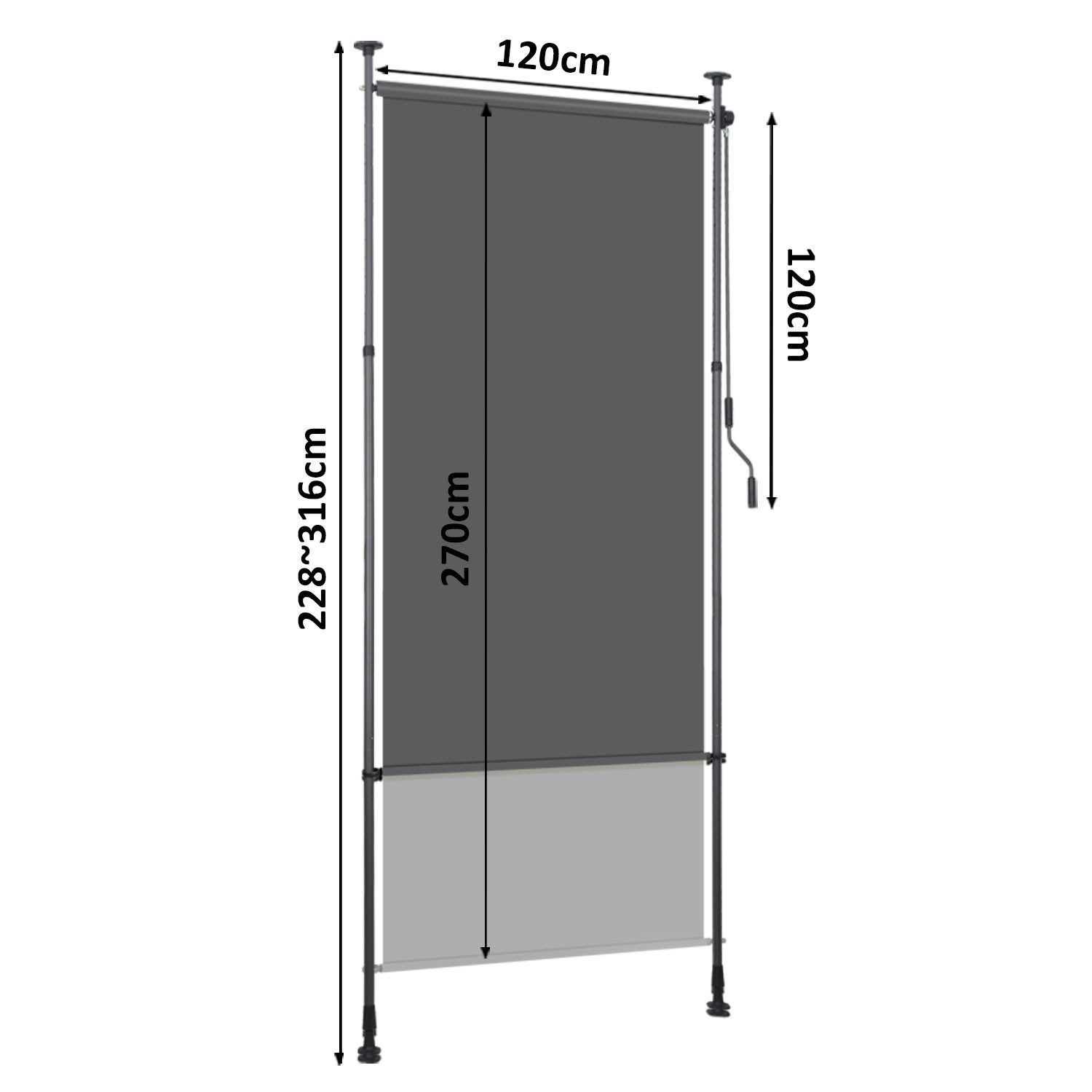 Clanmacy Senkrechtmarkise Klemmmarkise Ausziehbar BxH: 120x270cm günstig online kaufen