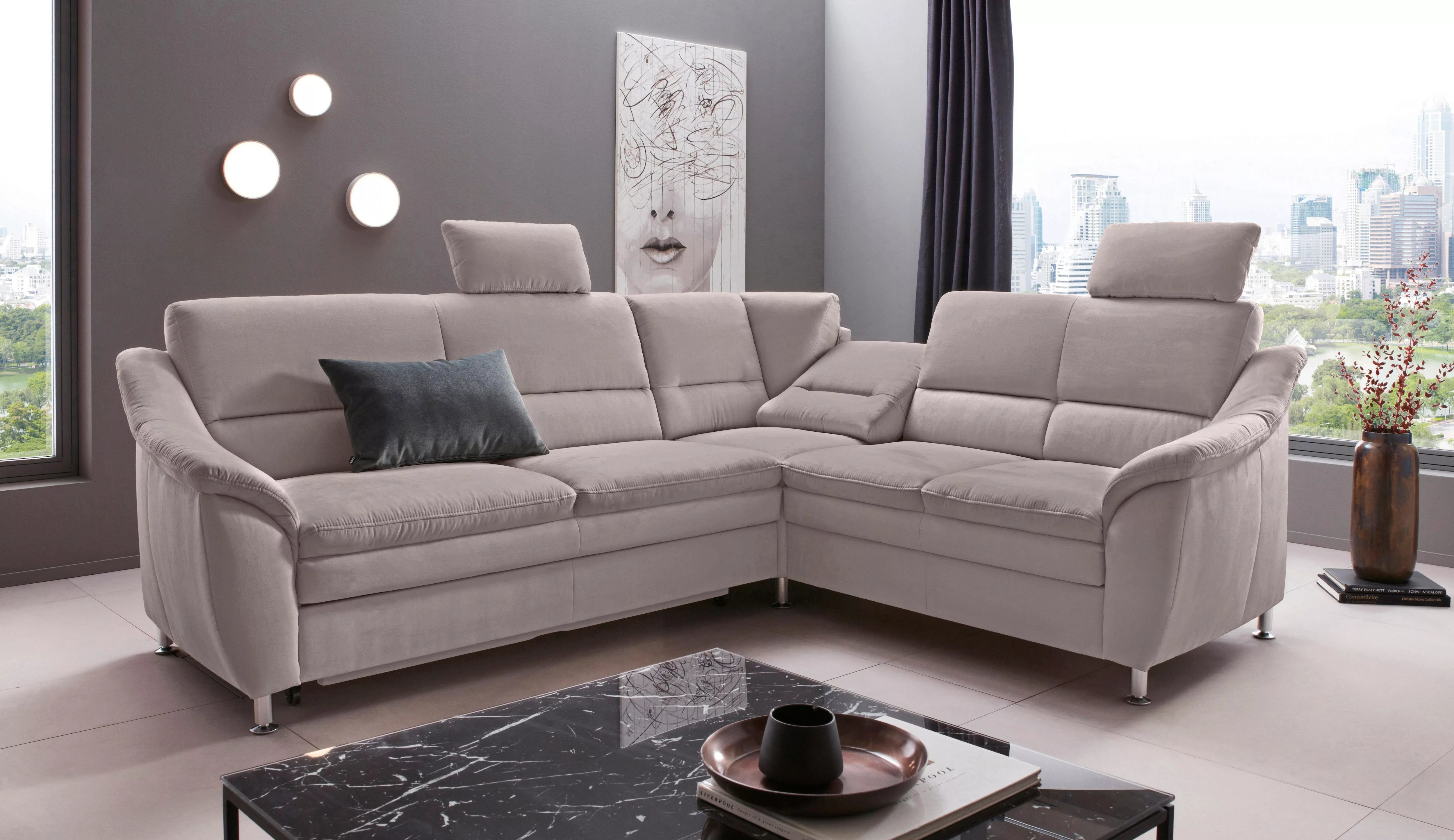 Places of Style Ecksofa "Cardoso L-Form", Federkern, wahlweise mit Bett, Sc günstig online kaufen