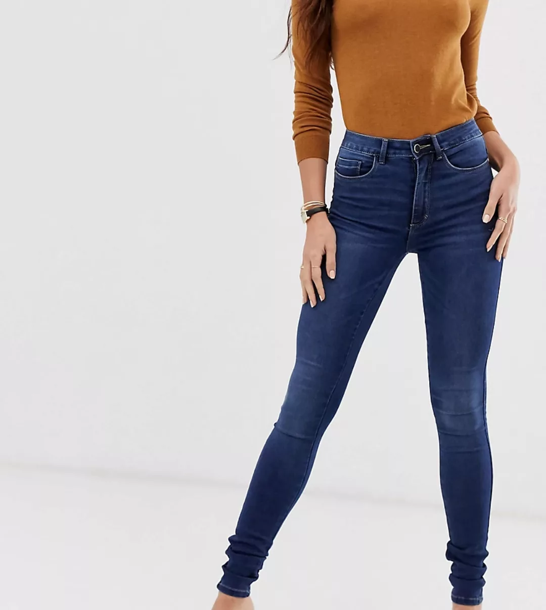 Only Tall – Royal – Eng geschnittene Jeans mit hohem Bund in Dunkelblau günstig online kaufen