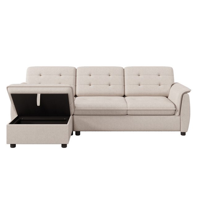 Merax 3-Sitzer Sofa mit Fußstütze & Ottoman-Aufbewahrung, für Wohnzimmer, S günstig online kaufen