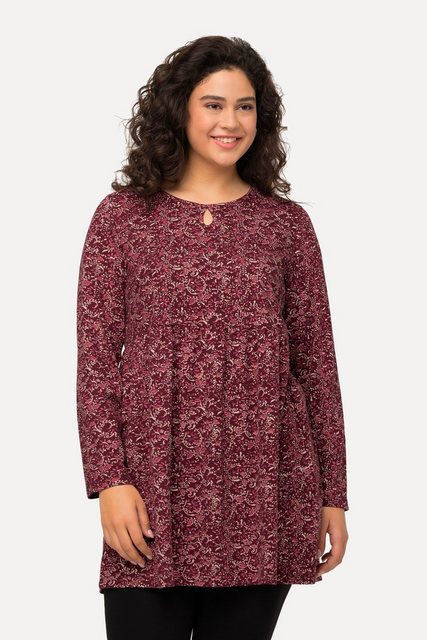 Ulla Popken Midikleid Kleid A-Linie Jersey mit Blüten Langarm günstig online kaufen