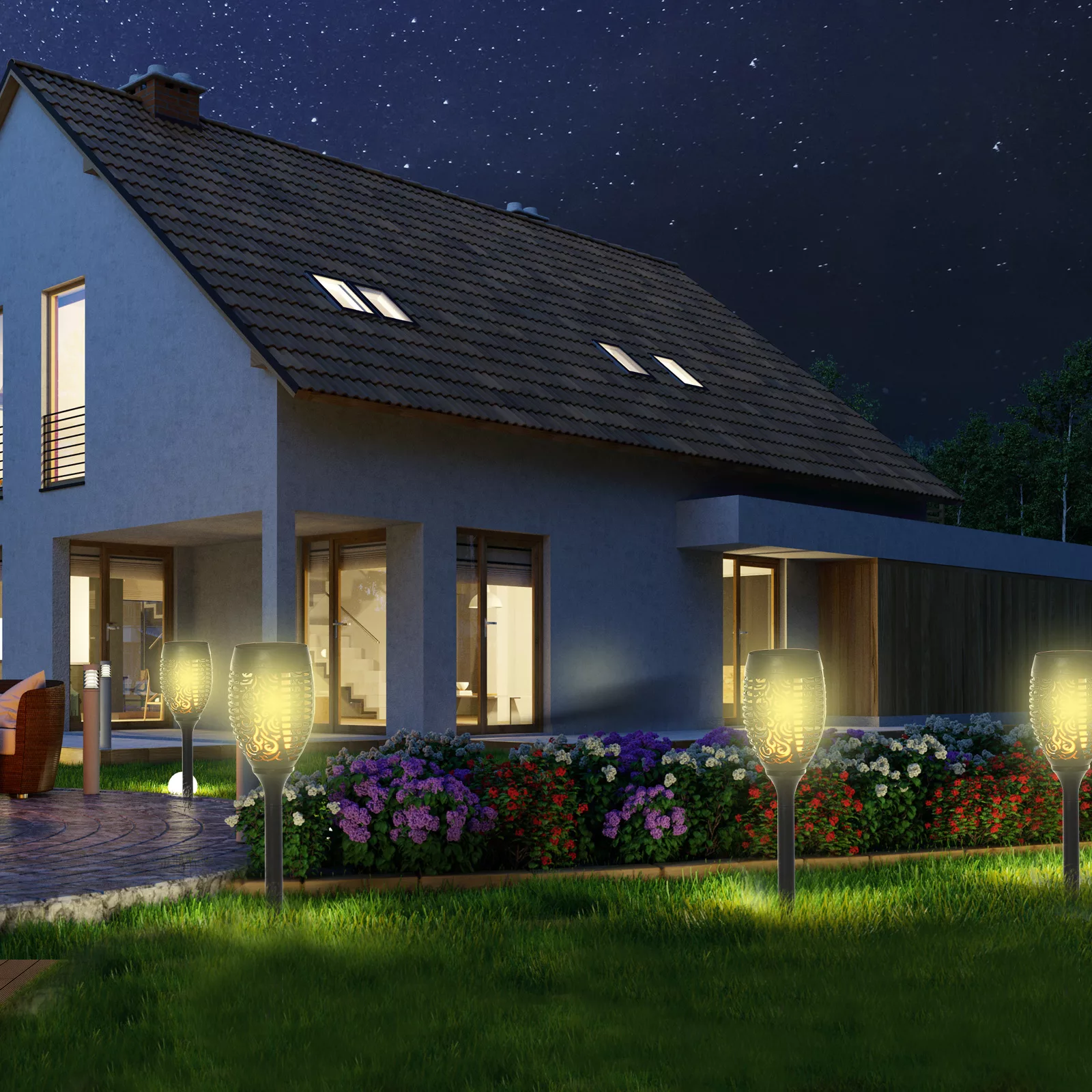 Outsunny Solarleuchte  Garten Solarlampen im 4er-Set, 6-8h Leuchtdauer, IP4 günstig online kaufen