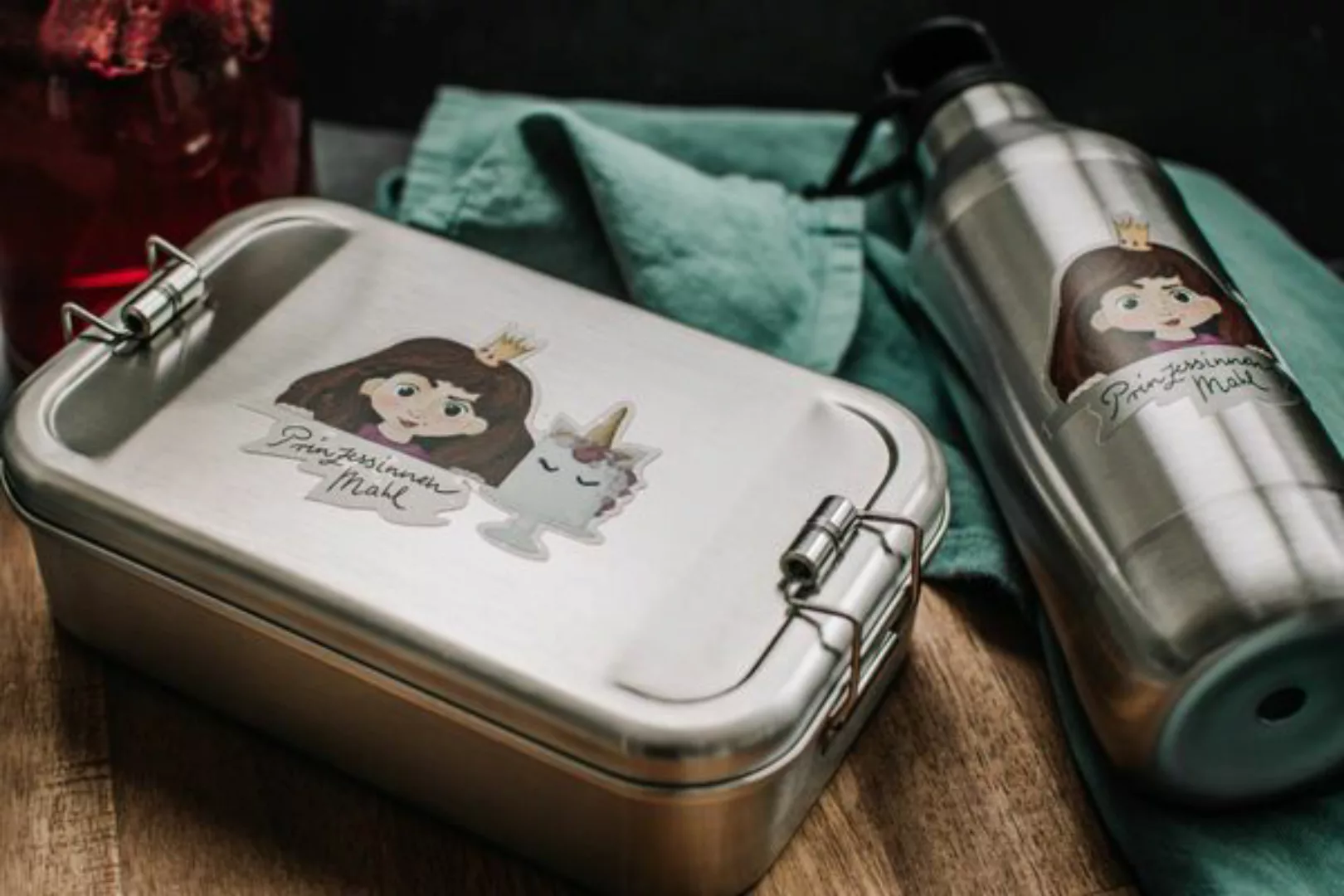 Edelstahl Set Lunchbox & Trinkflasche Prinzessin (Braun) günstig online kaufen