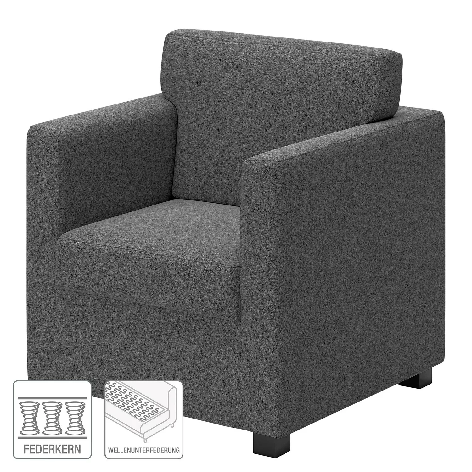 home24 loftscape Sessel Nibley V Grau Webstoff 74x83x74 cm (BxHxT) günstig online kaufen