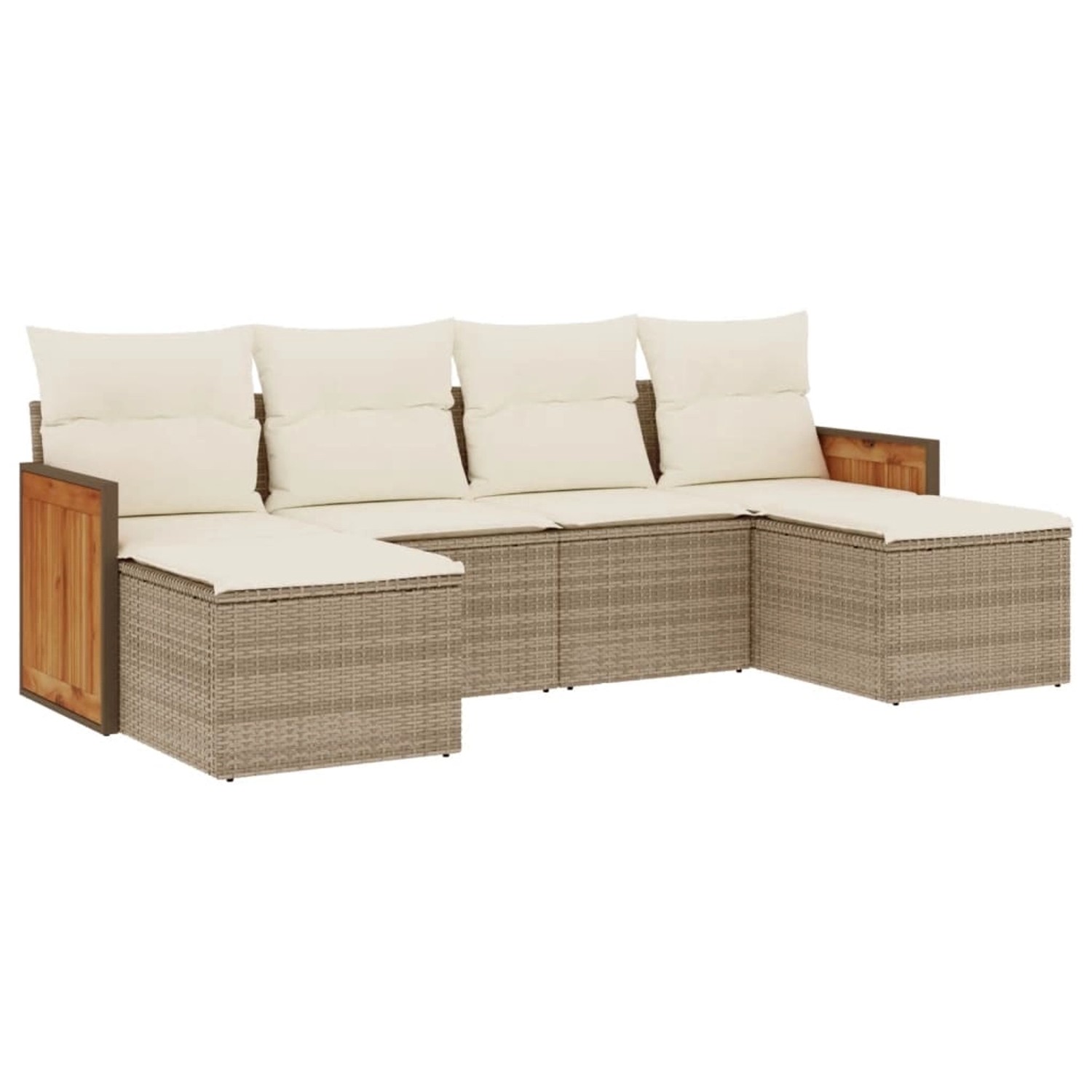 vidaXL 6-Tlg Garten-Sofagarnitur mit Kissen Beige Poly Rattan 3227899 günstig online kaufen