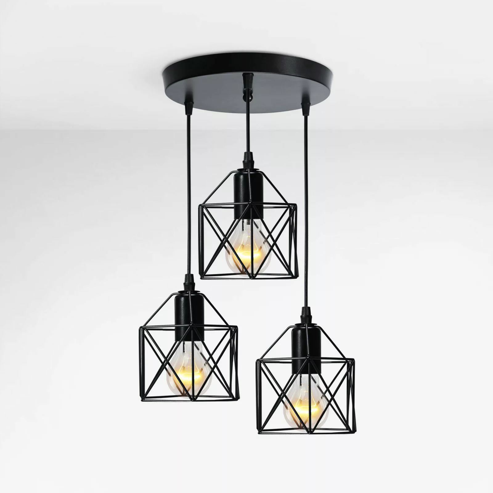 EMKE Pendelleuchte 3-flammig Industriell höhenverstellbar, ohne günstig online kaufen