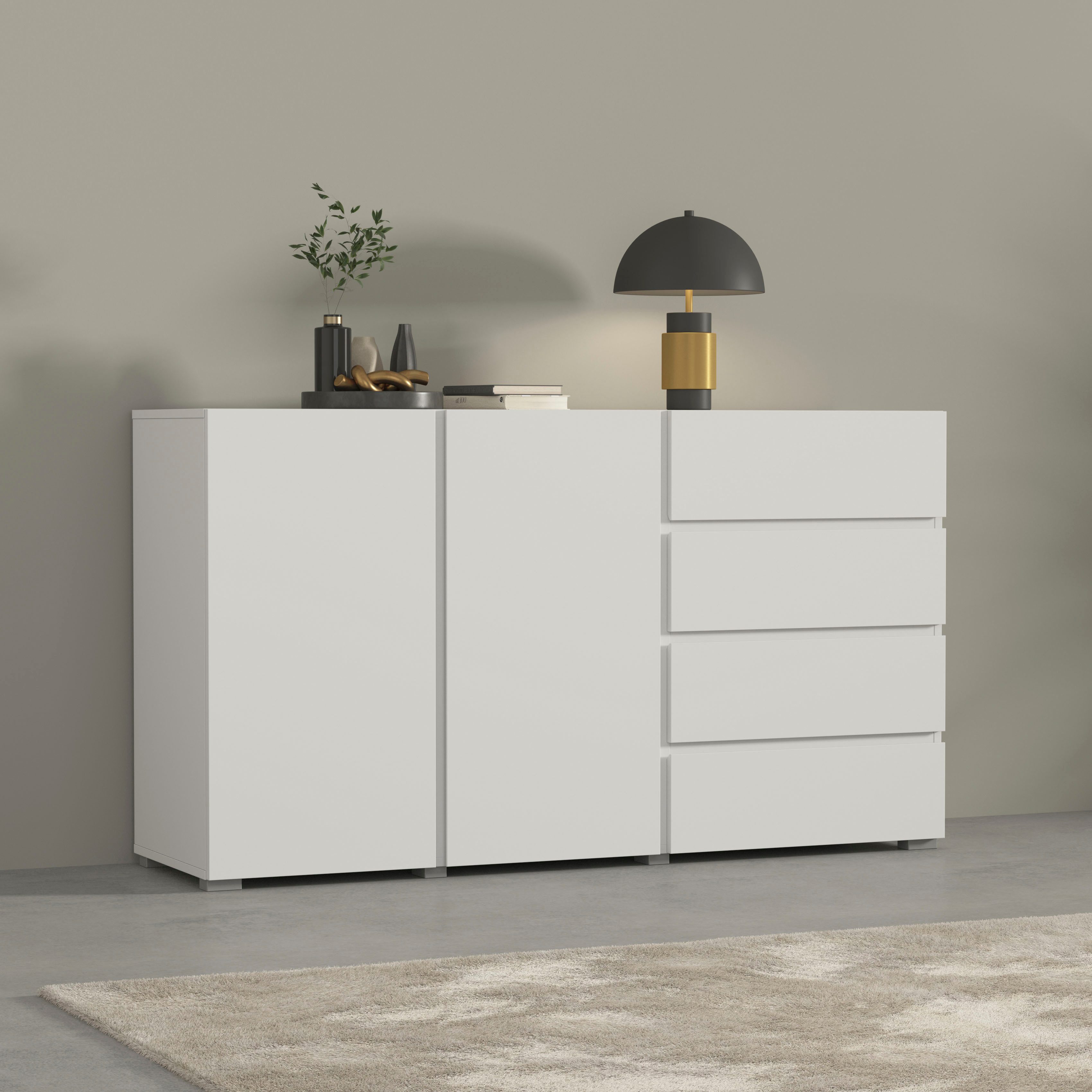 INOSIGN Sideboard "Metric,Breite 138 cm, grifflose Kommode 2 Türen/4 Schubk günstig online kaufen