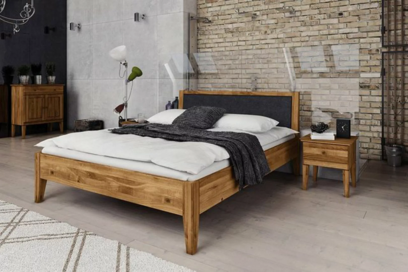 Natur24 Einzelbett Bett Sydo 9 kernbuche massiv 120x200cm mit Polsterkopfte günstig online kaufen
