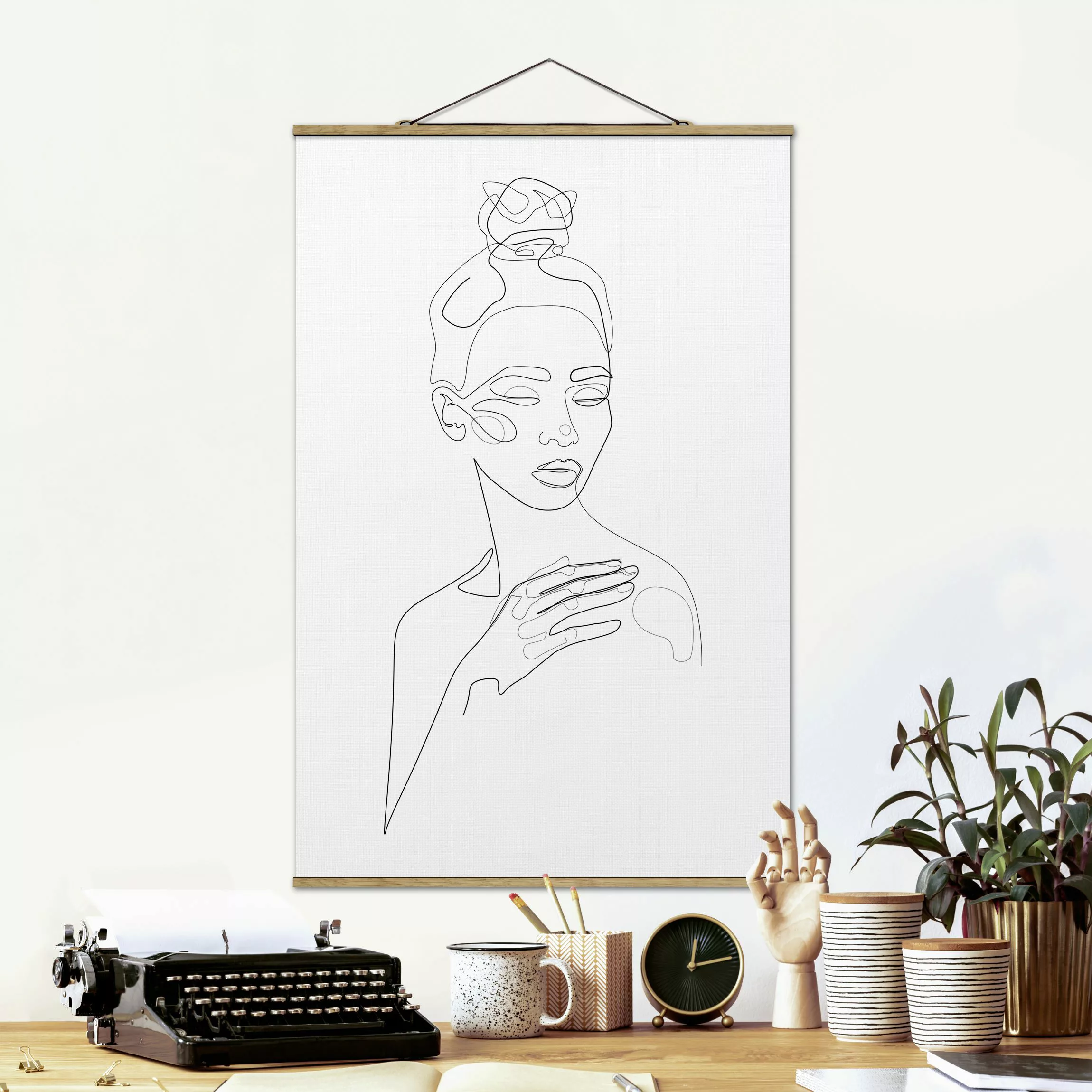 Stoffbild mit Posterleisten Line Art Portraits - Messy Beauty günstig online kaufen