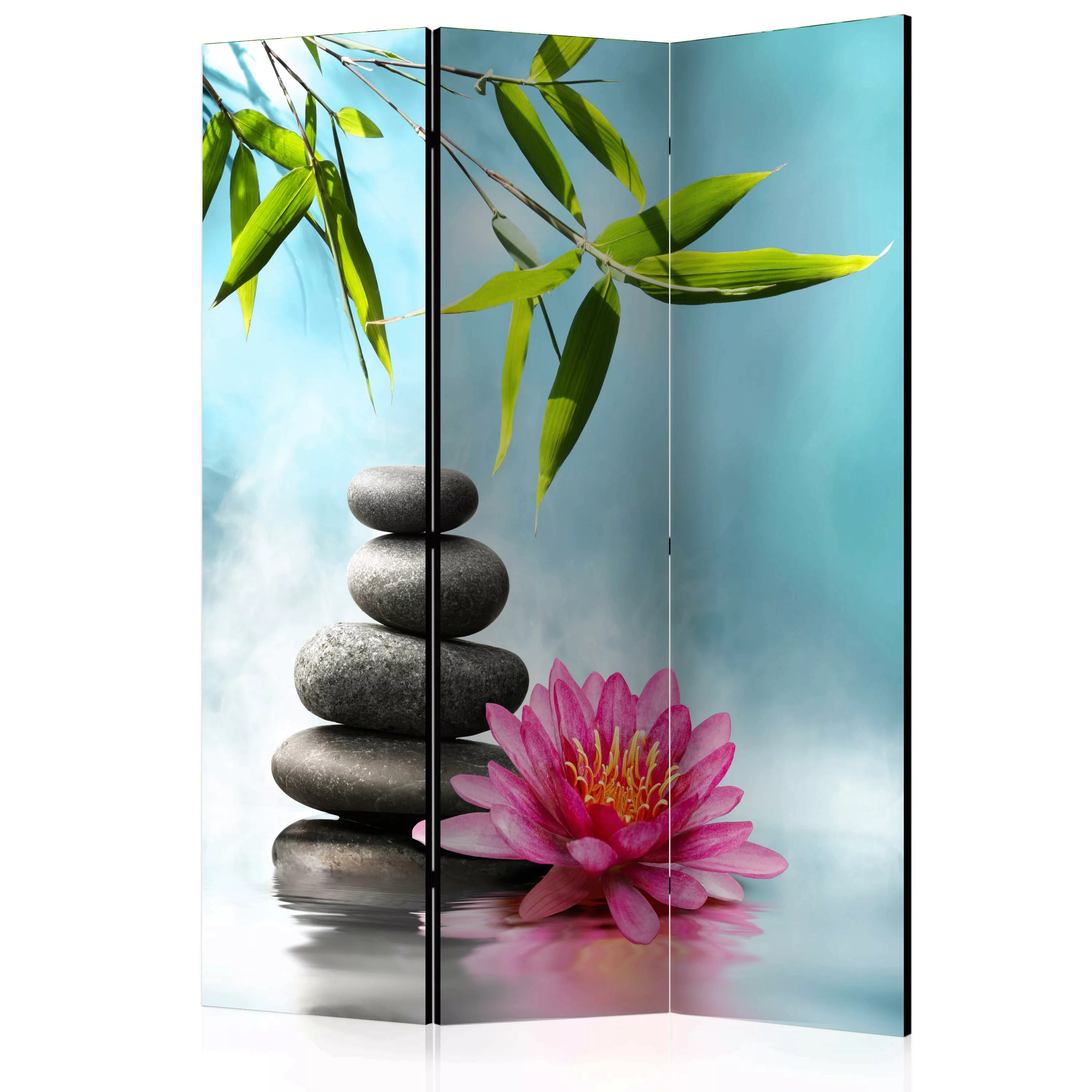 3-teiliges Paravent - Water Lily And Zen Stones [room Dividers] günstig online kaufen
