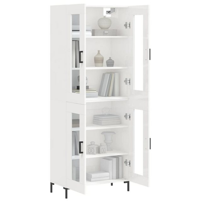 vidaXL Vitrine Highboard Hochglanz-Weiß 69,5x34x180 cm Spanplatte Glas Vitr günstig online kaufen