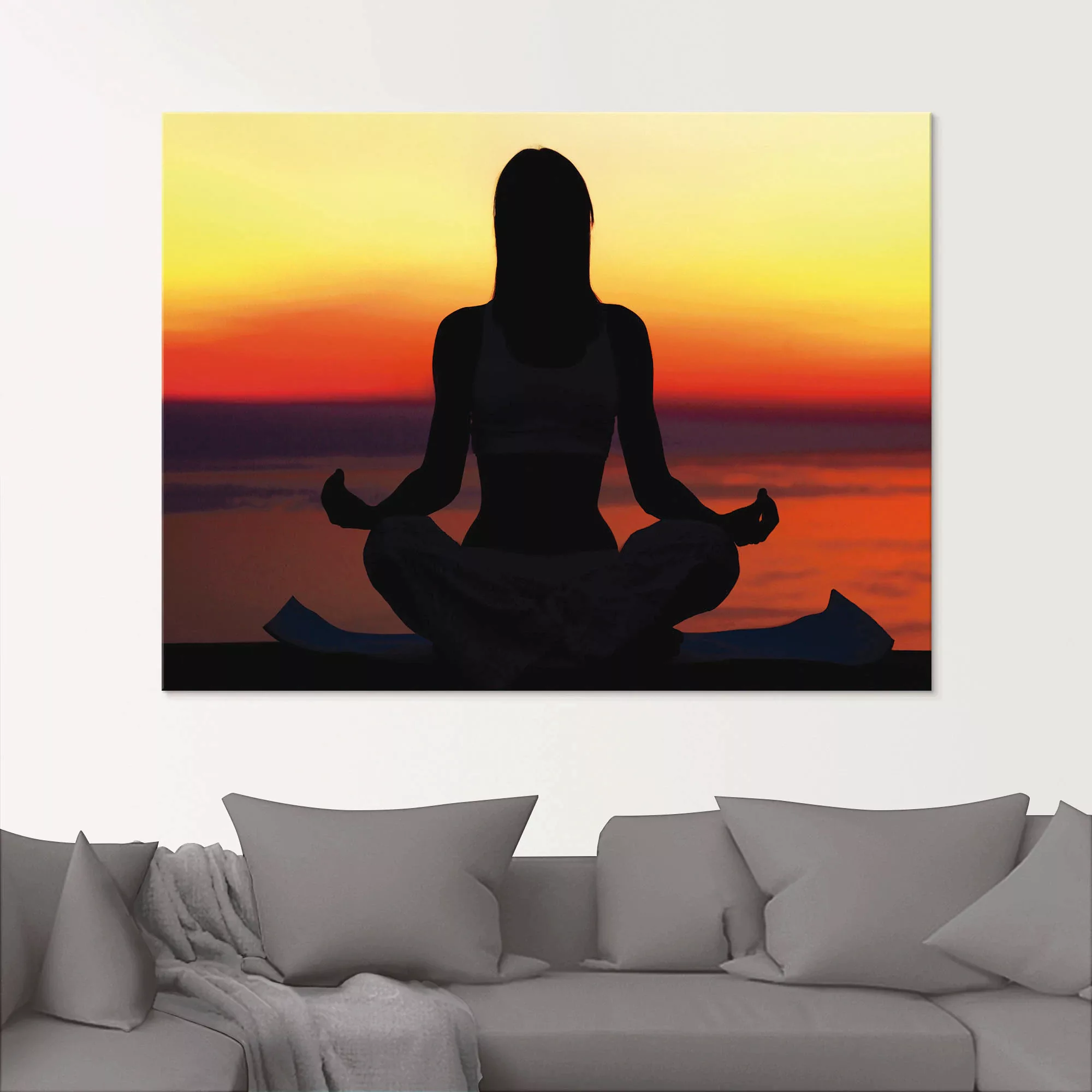 Artland Glasbild »Yoga im Sonnenuntergang«, Spa, (1 St.), in verschiedenen günstig online kaufen
