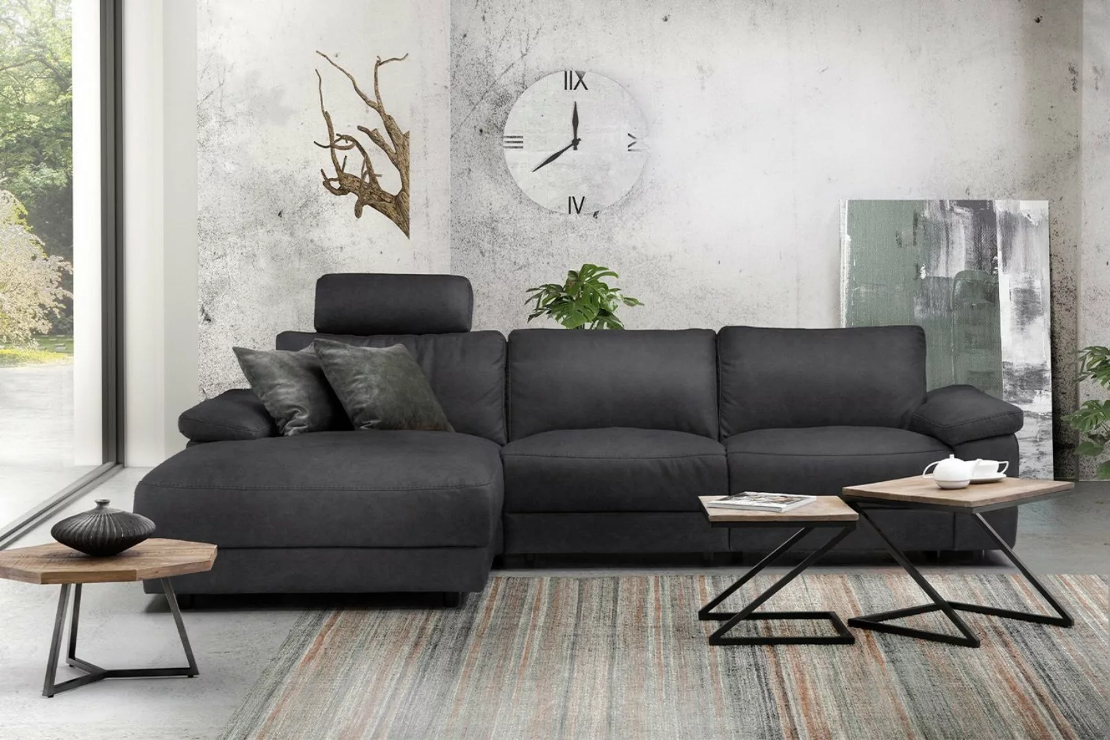 KAWOLA Ecksofa LOLA XL, Sofa Stoff od. Leder, Recamiere rechts od. links, v günstig online kaufen