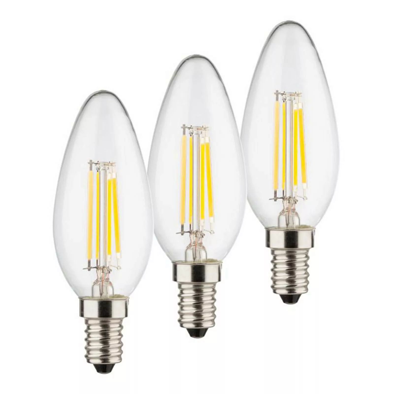 LED-Kerzenlampe E14 4W 2.700K Filament 3er Set günstig online kaufen