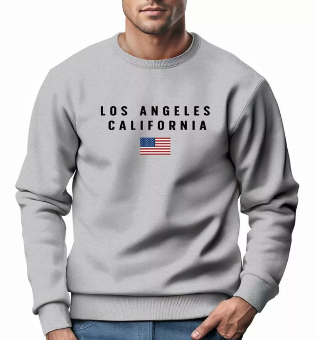 Neverless Sweatshirt Sweatshirt Herren Bedruckt Schriftzug California Los A günstig online kaufen