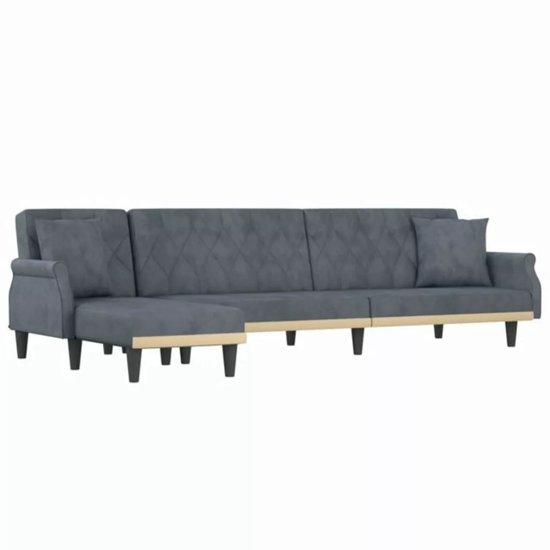 vidaXL Sofa Schlafsofa in L-Form Dunkelgrau 271x140x70 cm Samt Schlafcouch günstig online kaufen