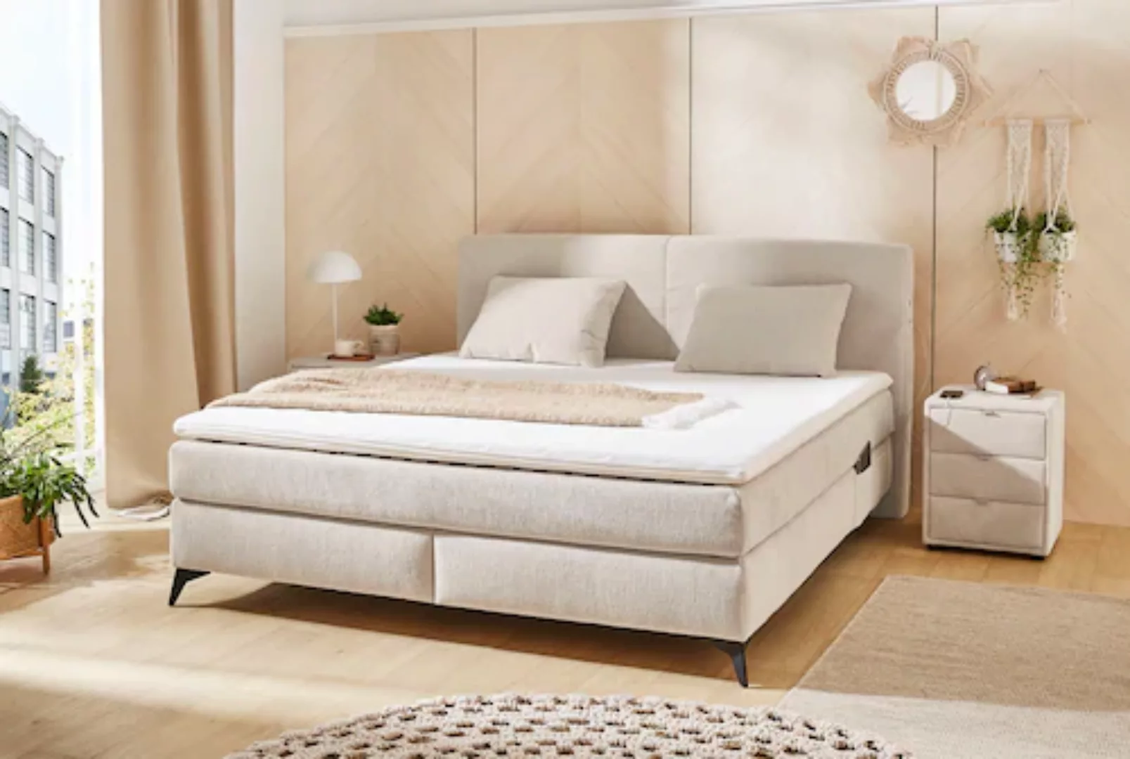 Jockenhöfer Gruppe Boxspringbett Kira, inkl. LED-Licht, USB-Ladeports, 7-Zo günstig online kaufen
