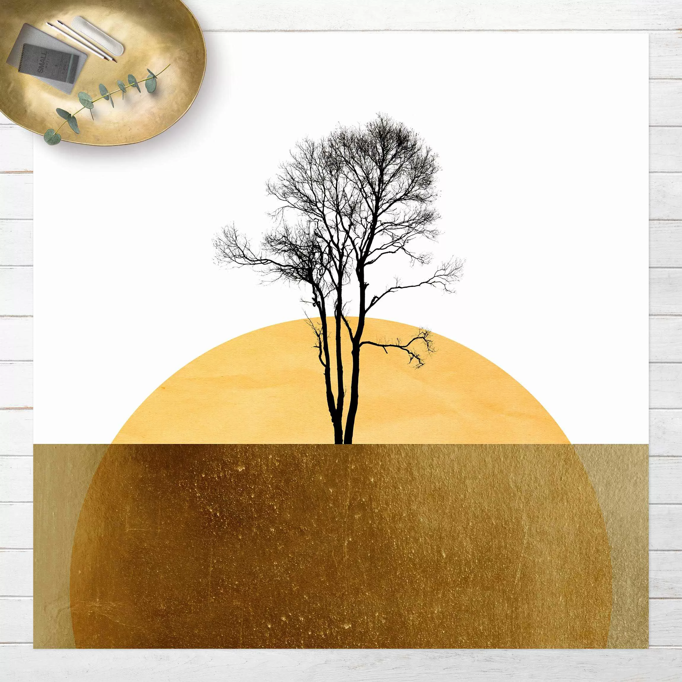 Vinyl-Teppich Goldene Sonne mit Baum günstig online kaufen