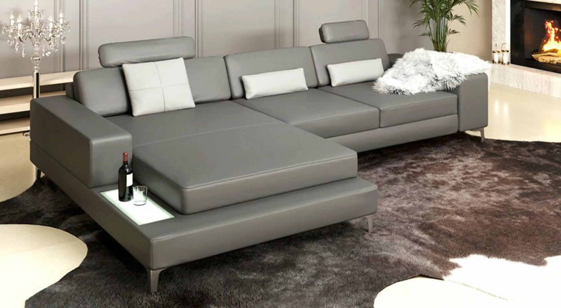 BULLHOFF Ecksofa Ledersofa Wohnlandschaft Leder Ecksofa Designsofa Eckcouch günstig online kaufen