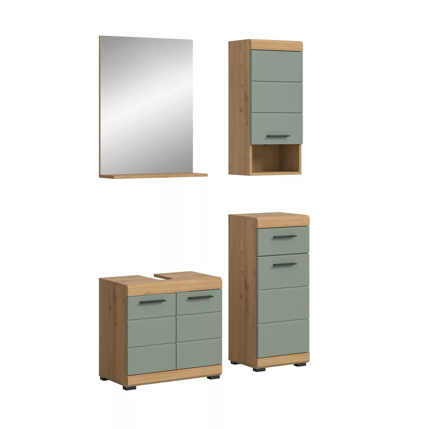 Badkombination 4-teilig Türen 112 x 191 x 34 cm Front Salbei FSC® günstig online kaufen