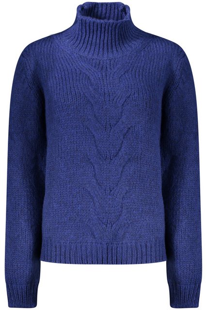 K-Way Strickpullover Damenpullover Blau: Langarm, Hoher Kragen, Kontrastdet günstig online kaufen