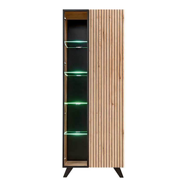 Lomadox Vitrine LATERZA-164 Vitrinenschrank in Hickory Jackson (Kastanie), günstig online kaufen