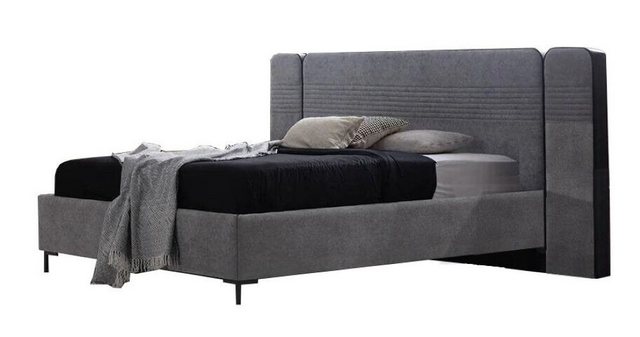JVmoebel Bett Stilvolles Graues Schlafzimmer Bett Designer Doppelbett Texti günstig online kaufen