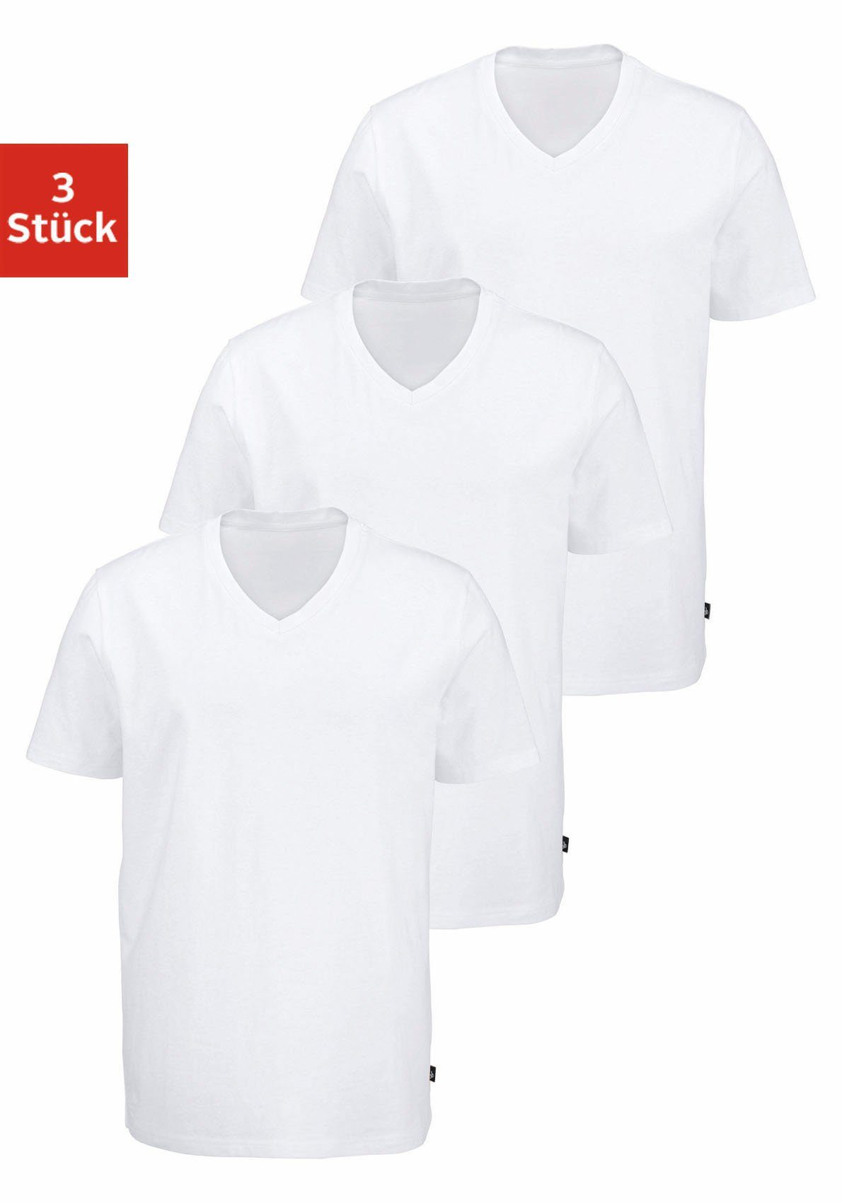 Bruno Banani T-Shirt, (3 tlg., 3er-Pack), mit V-Ausschnitt, perfekte Passfo günstig online kaufen