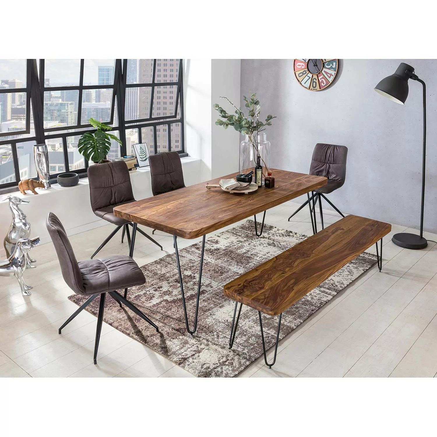 Landhaus Küchentisch dunkel-braun Massivholz Sheesham 120cm Esszimmer-Tisch günstig online kaufen